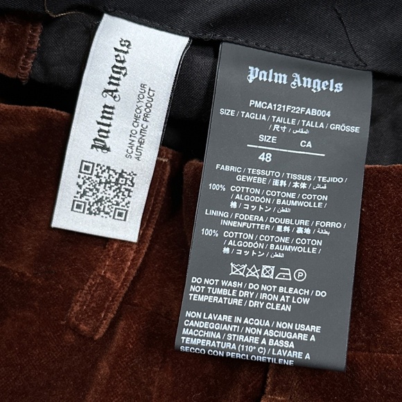 NWT Palm Angels Velvet Tailored Trousers Brown Boot Cut Pants Mens 48 US Medium - Picture 8 of 10